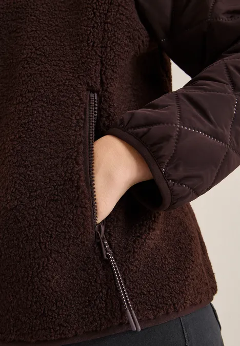 Teddy-Jacke mit Steppdetails tartufo brown