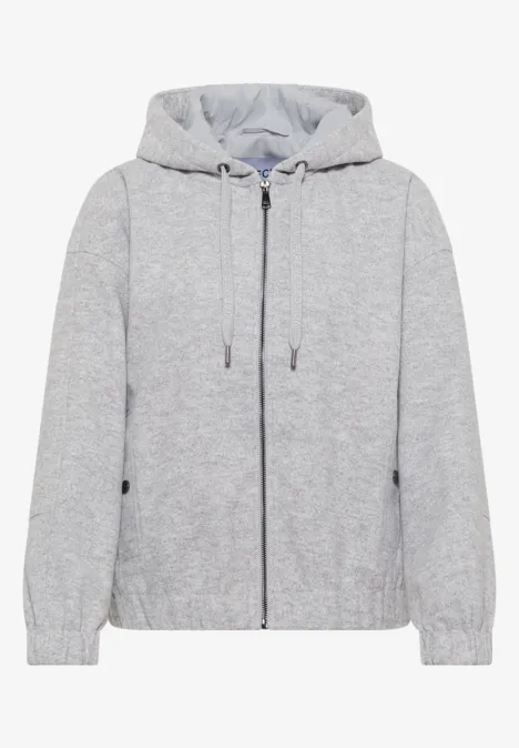 Hoodie Blouson in Wolloptik luna grey melange