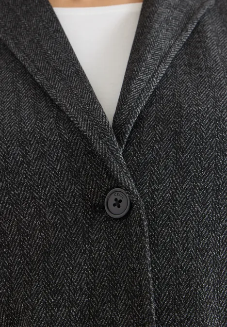 Herringbone Blazer Black