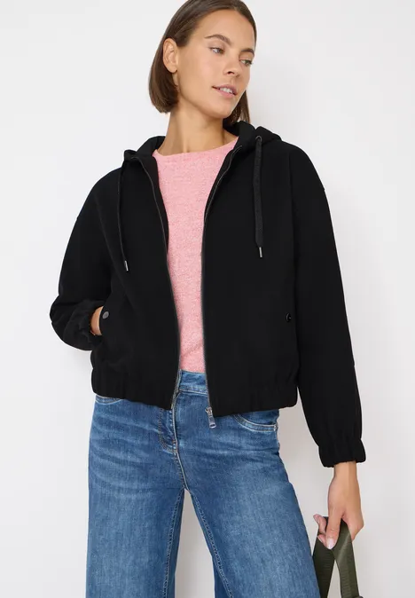 Hoodie Blouson in Wolloptik Black