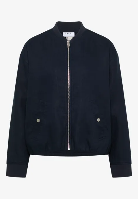 Blouson aus Leinen mit Zipper universal blue Schwarze Bomberjacke mit Reißverschluss, seitlichen Taschen und elastischen Bündchen