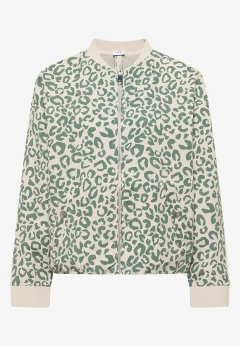 Blouson im Leo-Look aus Leinenmix macadamia beige