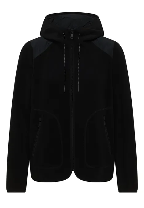 Fleecejacke mit Hoodie Black