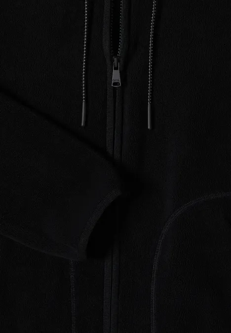 Fleecejacke mit Hoodie Black