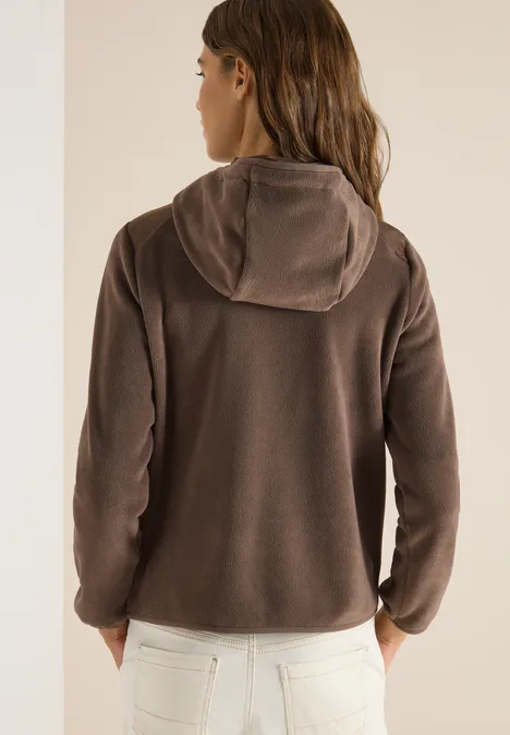 Fleecejacke mit Hoodie urban taupe