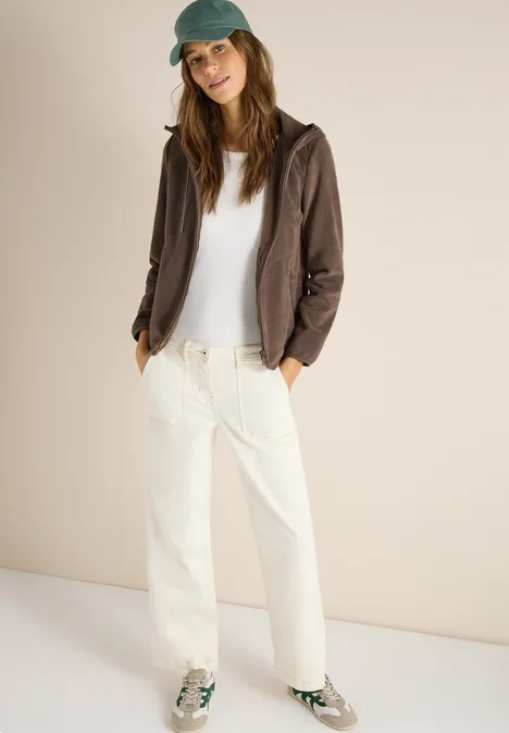 Fleecejacke mit Hoodie urban taupe