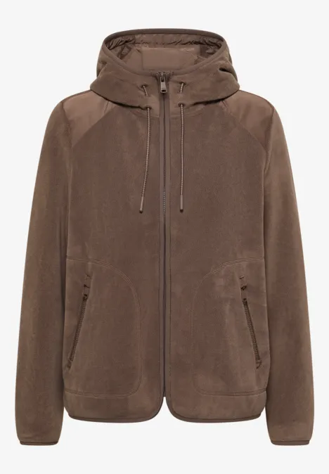 Fleecejacke mit Hoodie urban taupe