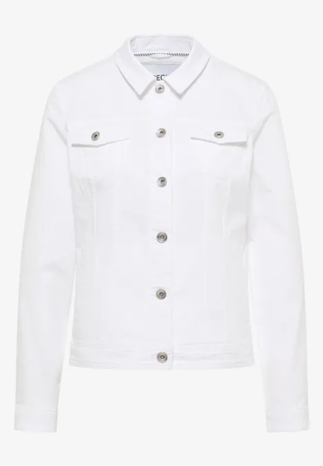 Veste en jean avec poches poitrine et boutons White