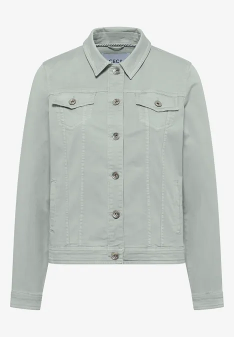 Kurtka jeansowa z kieszeniami na piersi i guzikami mint sea green