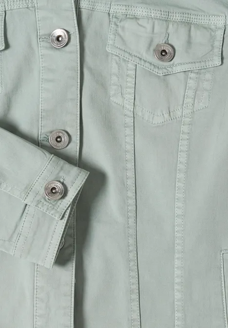 Kurtka jeansowa z kieszeniami na piersi i guzikami mint sea green