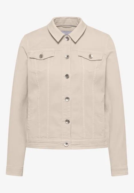 Veste en jean avec poches poitrine et boutons dust beige