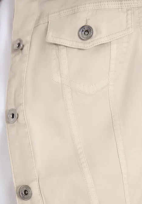 Kurtka jeansowa z kieszeniami na piersi i guzikami dust beige