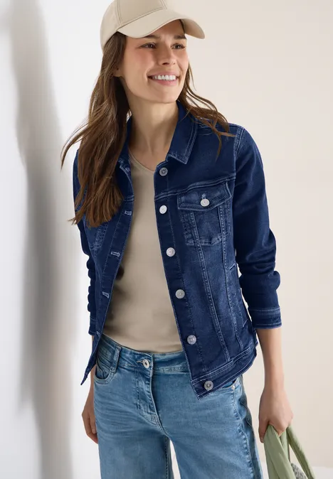 Jeansjacke mit Brusttaschen und Knöpfen mid blue wash