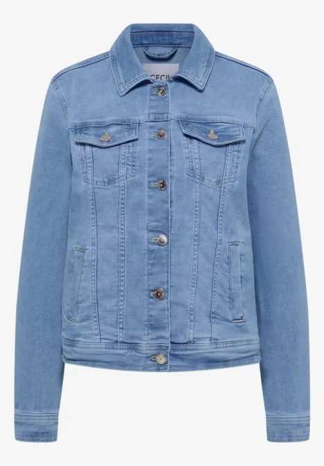 Jeansjacke mit Brusttaschen und Knöpfen light blue washed