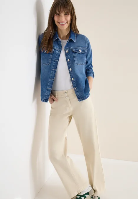 Overshirt mit Knopfleiste light blue used wash