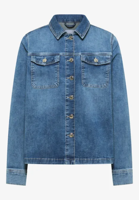 Overshirt mit Knopfleiste light blue used wash