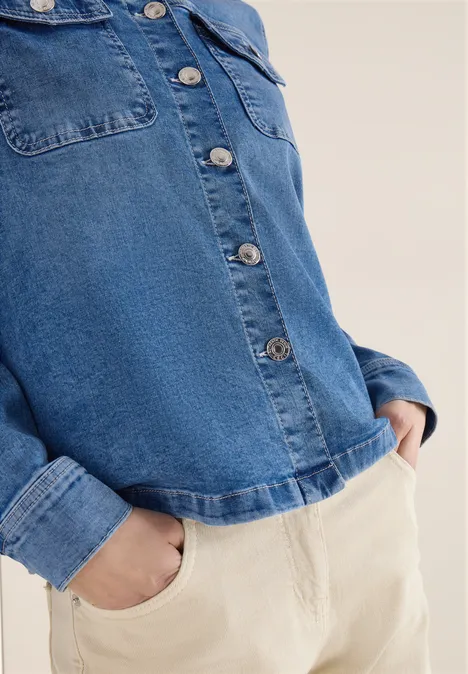 Overshirt mit Knopfleiste light blue used wash