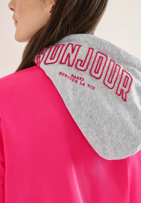 Blouson avec capuche en sweat beetroot pink