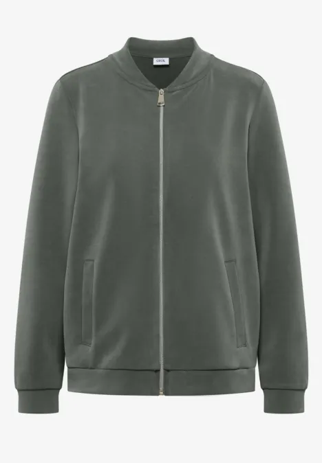 Blouson mit Zipper und Taschen khaki Olivgrüne Samtbomberjacke mit Reißverschluss und seitlichen Taschen.