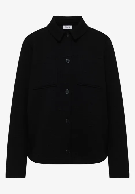 Overhemd met borstzakken en structuur Black