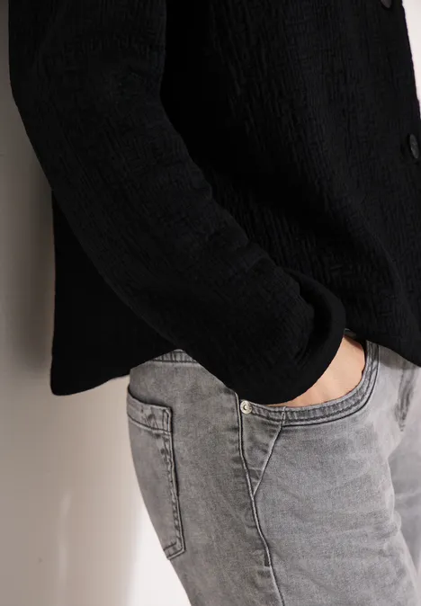 Overshirt mit Brusttaschen und Struktur Black