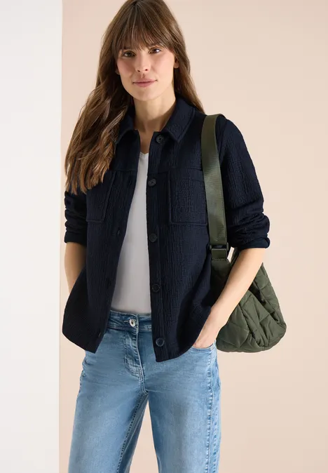 Overshirt mit Brusttaschen und Struktur universal blue