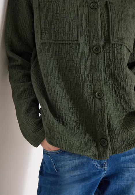Overshirt mit Brusttaschen und Struktur khaki