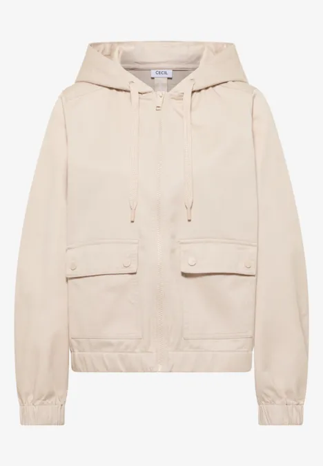 Jacke mit Kapuze und Elastikbund pearl beige