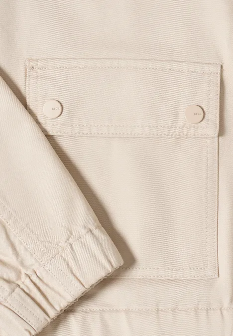 Jacke mit Kapuze und Elastikbund pearl beige