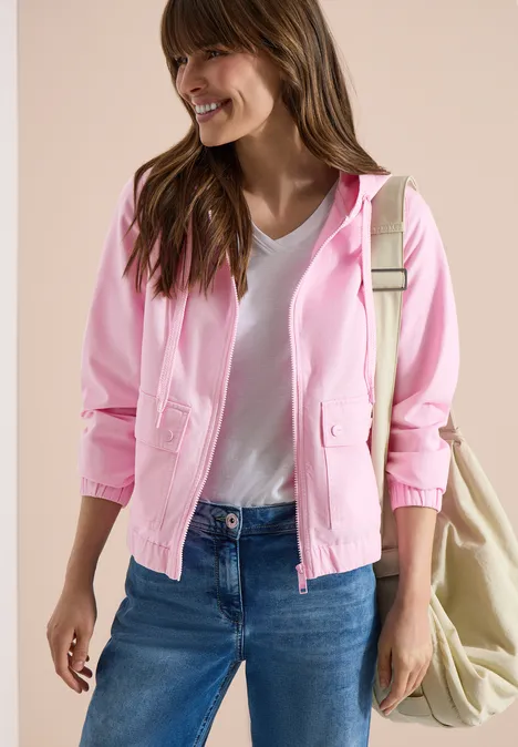 Jacke mit Kapuze und Elastikbund light blush rose