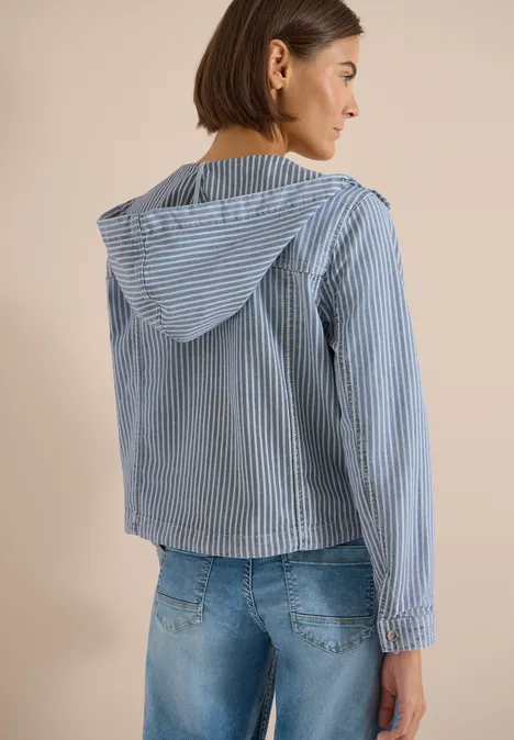 Overshirt mit Kapuze und Streifen mid blue wash Overshirt mit Kapuze und Streifen mid blue wash