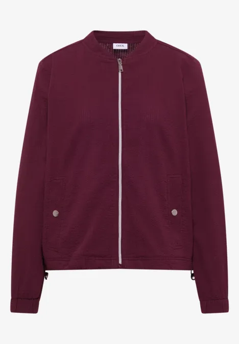 Dunkelrote Bomberjacke mit Reißverschluss und seitlichen Taschen
