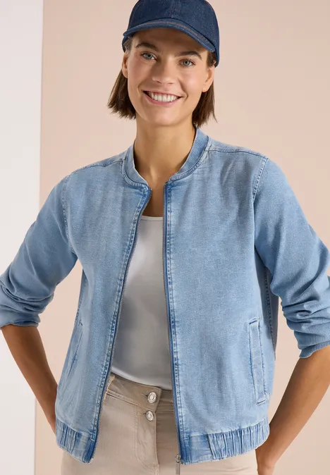 Blouson in Jeansqualität mit Zipper light blue used wash Blouson in Jeansqualität mit Zipper light blue used wash