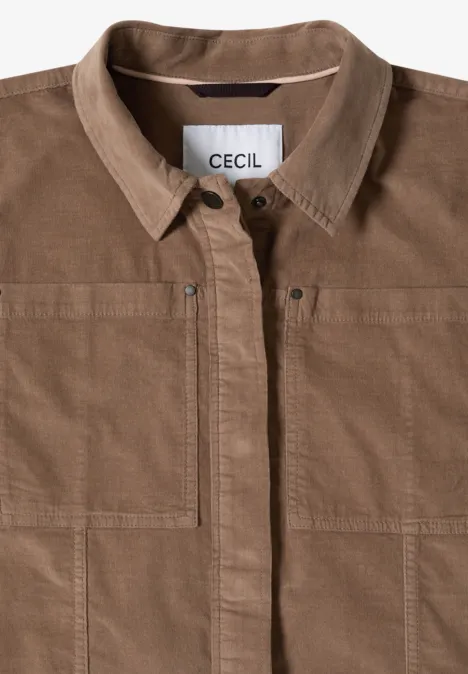 Braune Hemdjacke mit Kragen, Knopfleiste und Brusttaschen der Marke CECIL.