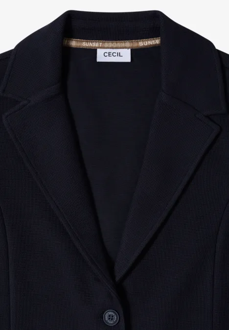 Blazer mit Struktur in Unifarbe urban dark blue Dunkelblauer Blazer mit Revers, einem Knopf und 'Cecil'-Etikett im Inneren.