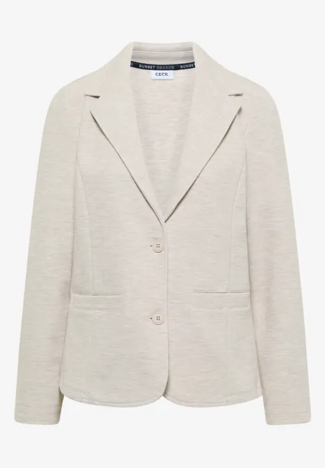 Blazer texturé, couleur unie cashmere beige melange Helles, einreihiges Damenblazer-Jacket mit Reverskragen, zwei Knöpfen und aufgesetzten Taschen.