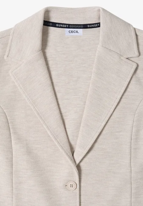 Blazer texturé, couleur unie cashmere beige melange Beiger Jersey-Blazer mit fallendem Revers und einem Knopf.