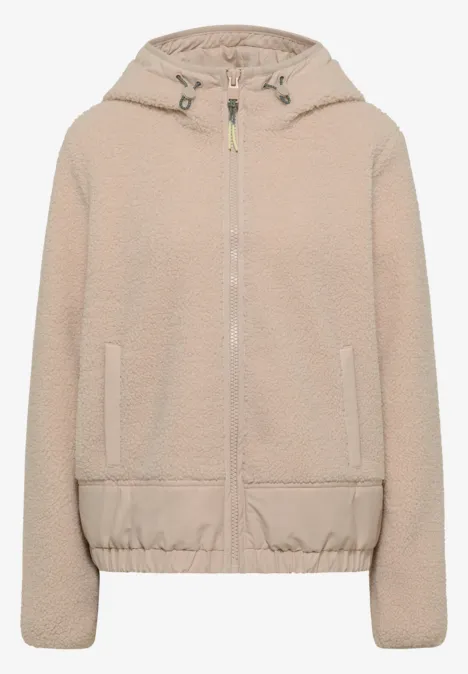 Teddy-Jacke mit Softshell-Details teddy vanilla white Beige teddyfleece-Kapuzenjacke mit Reißverschluss, Eingriffstaschen und elastischem Saum.