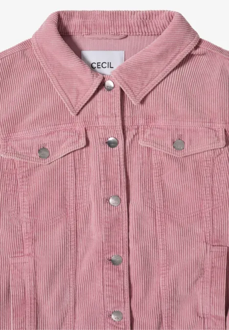 Veste rose en velours côtelé avec boutons et poches poitrine