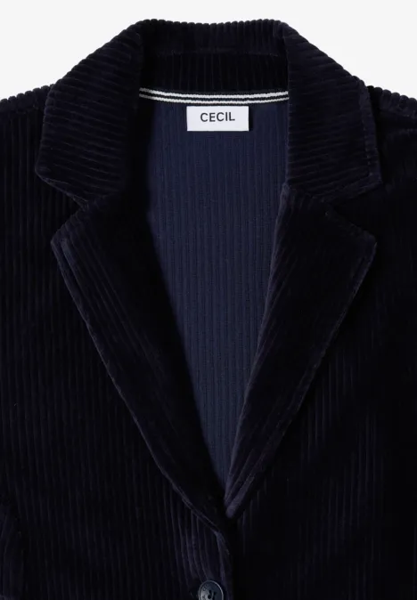 Dunkelblaues Blazer aus Cord mit Reverskragen und Label CECIL.