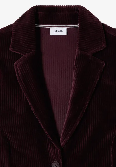 Bordeauxfarbener Cordblazer mit Revers und Innenlogo "CECIL".