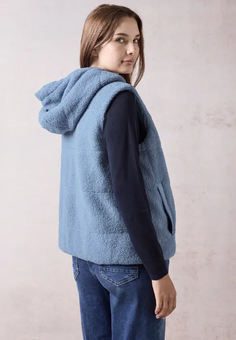 Wendbare Teddy Weste crystal blue
