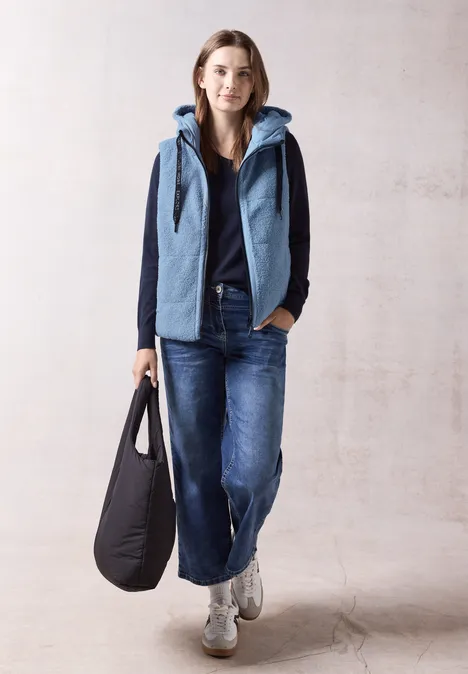 Wendbare Teddy Weste crystal blue