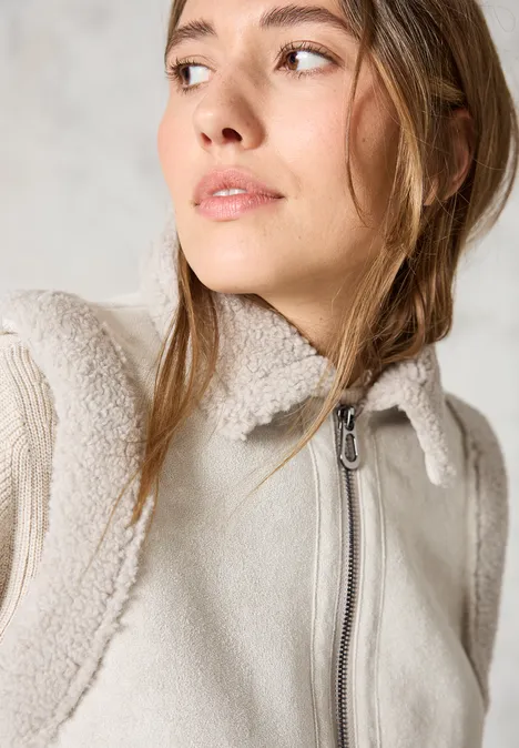 Weste im Velours-Look soft silver