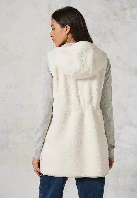 Teddy Weste mit Kapuze birch white