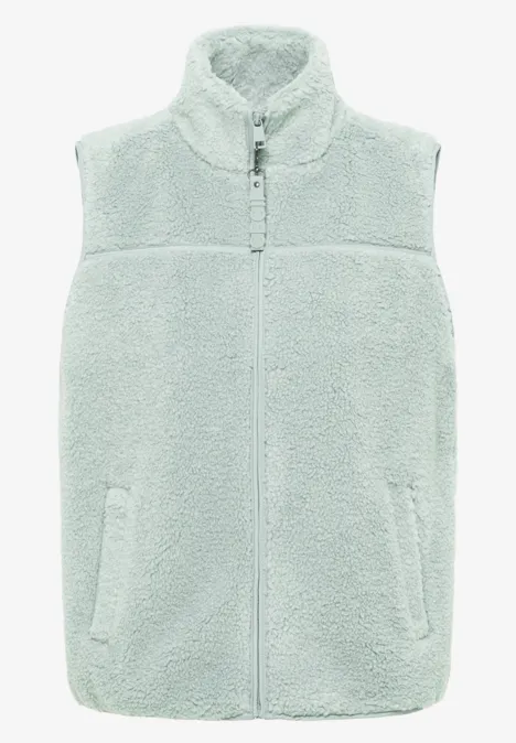 Kort teddy vest smoke salvia