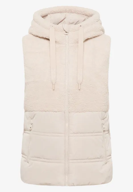 Gilet avec mélange de structures teddy vanilla white