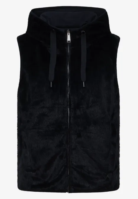 Wendbare Fake Fur Weste dark navy blue