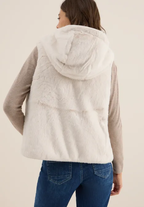 Wendbare Fake Fur Weste teddy vanilla white