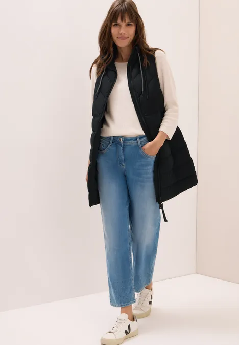 Lang gewatteerd vest Black